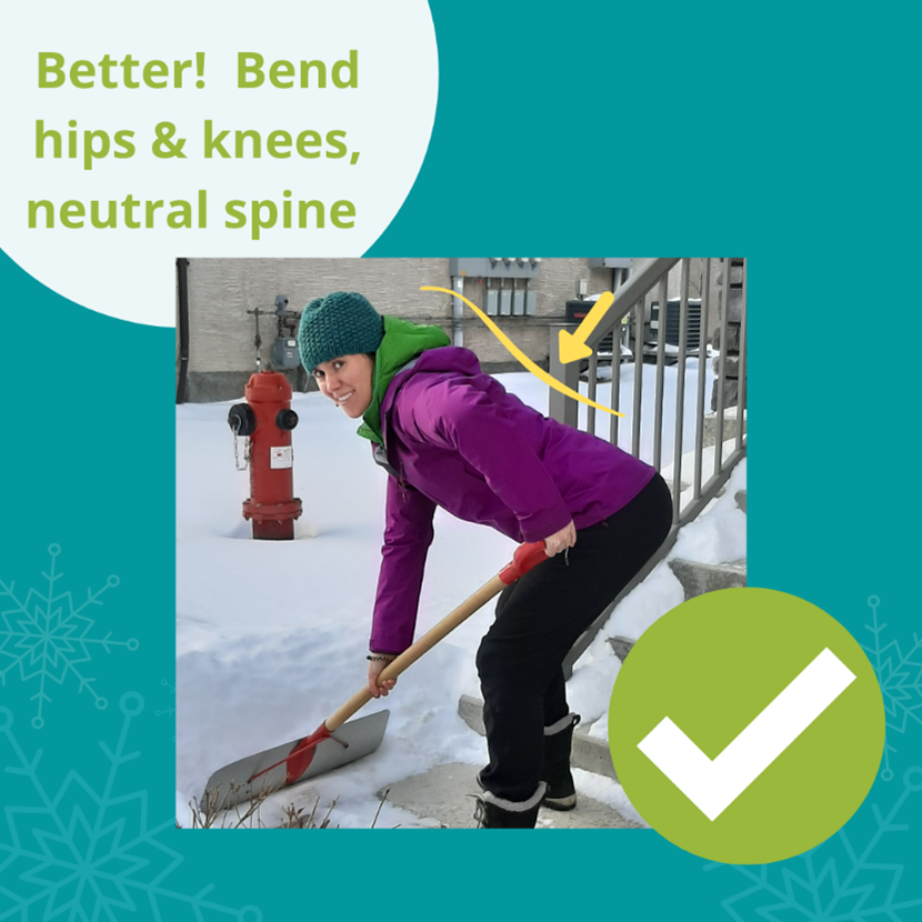 women bent over shoveling snow